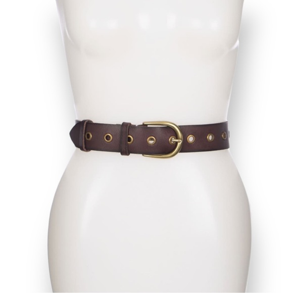 FRYE GROMMET LEATHER BROWN BELT - Picture 2 of 2